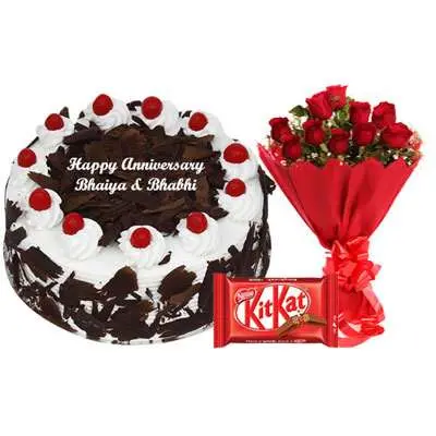 Eggless Black Forest Cake, Bouquet & Kitkat