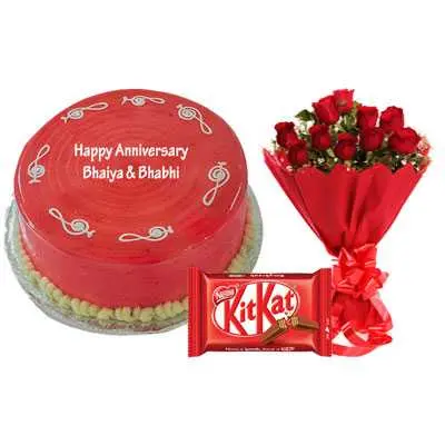 Strawberry Cake, Bouquet & Kitkat