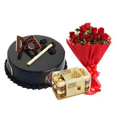 Chocolate Royal Cake, Bouquet & Ferrero