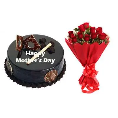Mothers Day Chocolate Royal Cake & Bouquet