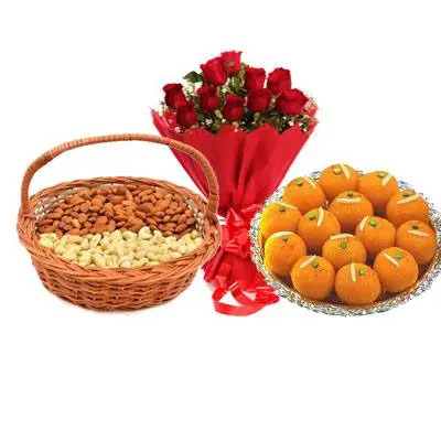 Almonds, Cashew, Laddu & Bouquet