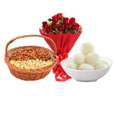 Almonds, Cashew, Rasgulla & Bouquet