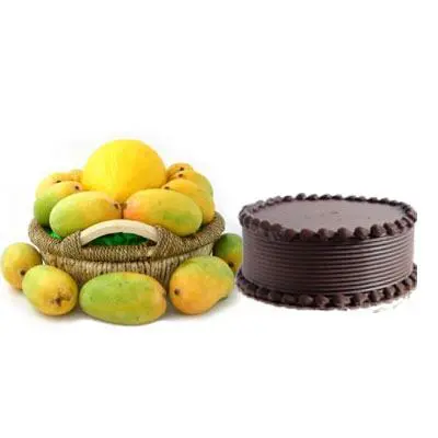Mango Basket with Chocolate Cake