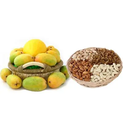 Mango Basket with Mix Dry Fruits