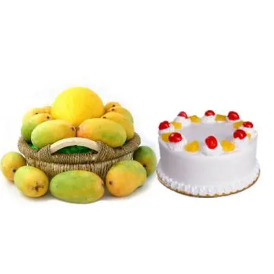 Mango Basket with Pineapple Cake