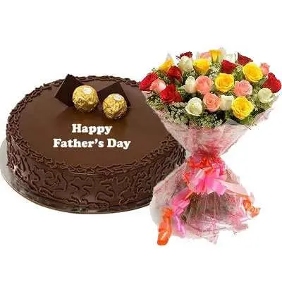 Fathers Day Ferrero Rocher Cake & Bouquet