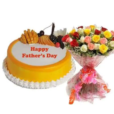 Fathers Day Mango Cake & Bouquet