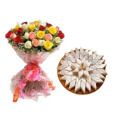 Mix Roses with Kaju Burfi