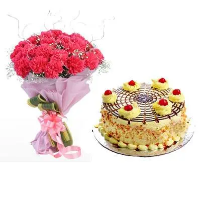 Pink Carnation & Butterscotch Cake