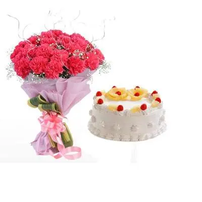 Pink Carnation & Pineapple Cake