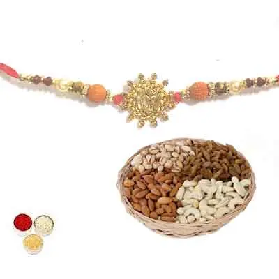 Beautiful Om Rakhi For Brother With Mix Dry Fruits