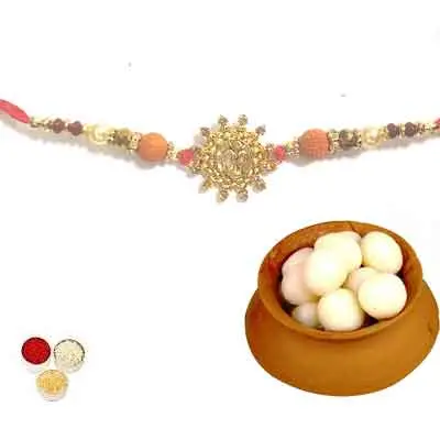 Beautiful Om Rakhi For Brother With Rasgulla