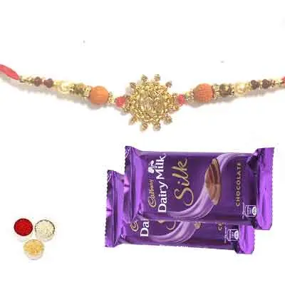 Beautiful Om Rakhi For Brother With Silk