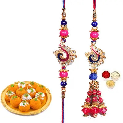 Lumba Rakhi For Brother Bhabhi With Laddu