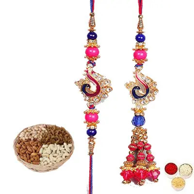 Lumba Rakhi For Brother Bhabhi With Mix Dry Fruits