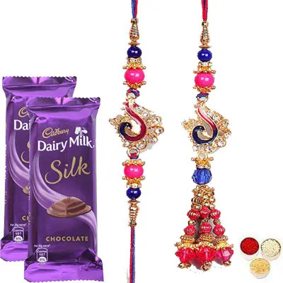 Lumba Rakhi For Brother Bhabhi With Silk