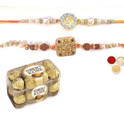 Set of 2 Swastik Rakhi with Ferrero