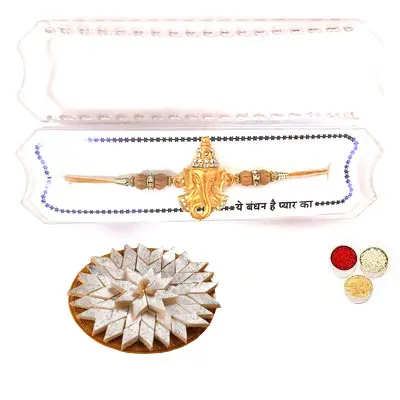 Shri Ganesha Rakhi with Kaju Katli