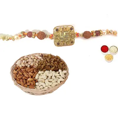 Swastik Rakhi For Bhai with Mix Dry Fruits