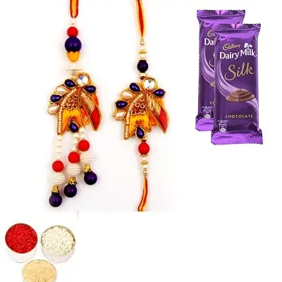 Designer Diamond Bhaiya Bhabhi Rakhi & Silk