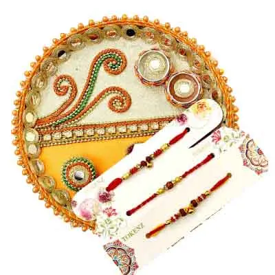 3 Rakhi with Rakhi Thali