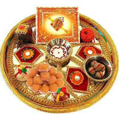 Decorated Rakhi Thali with Laddu