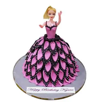 Pink Black Barbie Doll Cake