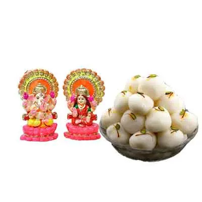 Laxmi Ganesh Idols with Rasgulla