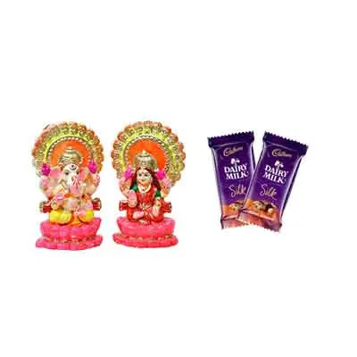 Laxmi Ganesh Idols with Silk