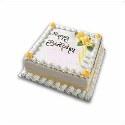 Happy Birthday Vanilla Square Cake
