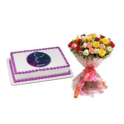 Cake & Bouquet For Cancer Zodiac Sign