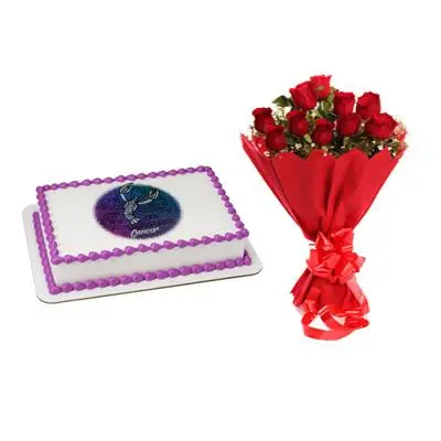 Cake & Roses For Cancer Zodiac Sign