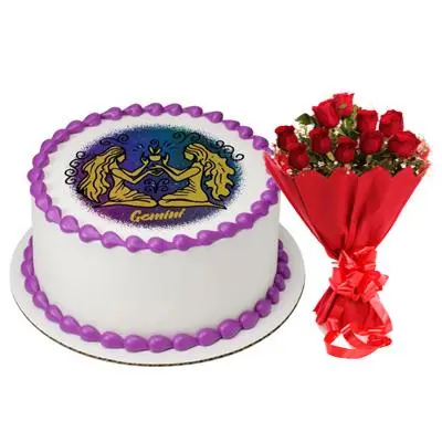 Pineapple Gemini Round Cake & Roses