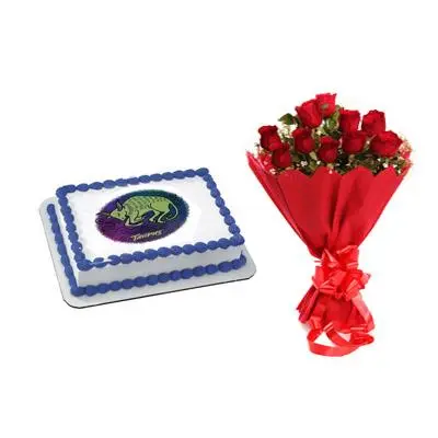 Pineapple Taurus Zodiac Sign Cake & Roses