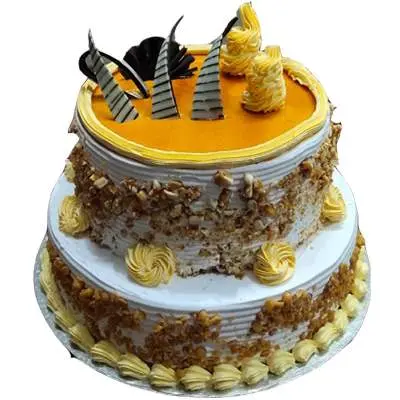 Eggless 2 Tier Butterscotch Cake