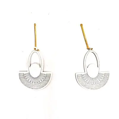 White Diya Earring