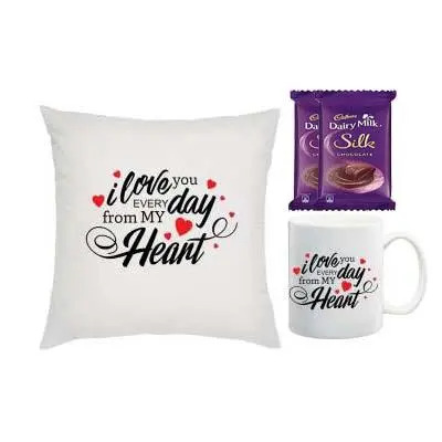 I Love You Cushion, Mug & Silk