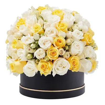 White and Yellow Roses box