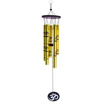 Feng Shui Metal Golden Pipes Wind Chime with Om