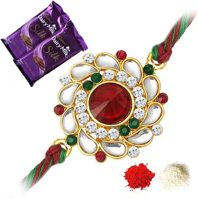 Kundan Rakhi with Silk