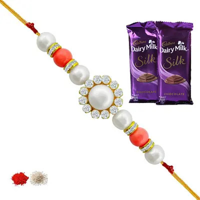 Pearl Rakhi with Silk