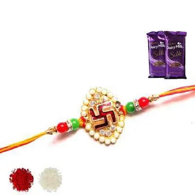 Swastik Rakhi with Silk