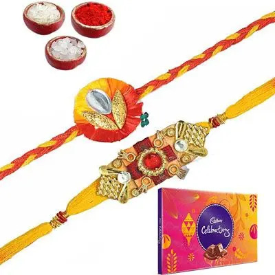 Set of 2 Mauli Rakhi with Celebration