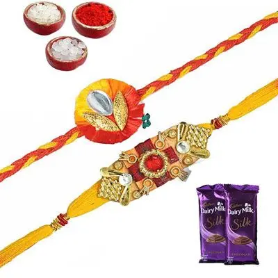 Set of 2 Mauli Rakhi with Silk