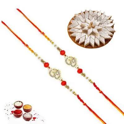 Set of 2 Om Rakhi with Burfi