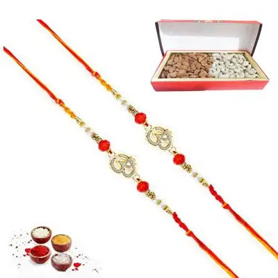 Set of 2 Om Rakhi with Dry Fruits