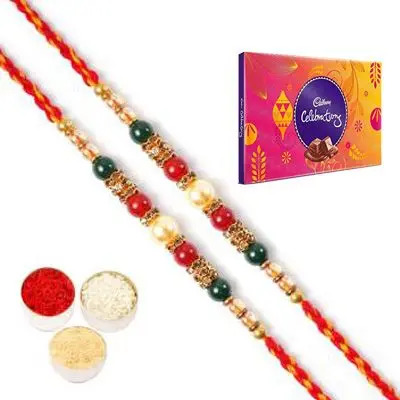 Set of 2 Pearl Rakhi with Celebration