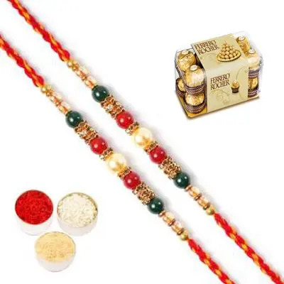 Set of 2 Pearl Rakhi with Ferrero