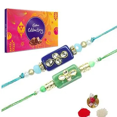 Set of 2 Stone Rakhi with Celebration