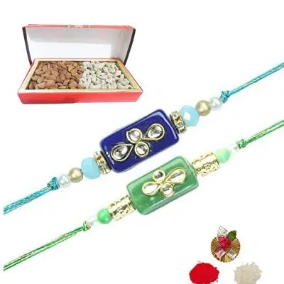 Set of 2 Stone Rakhi with Dry Fruits